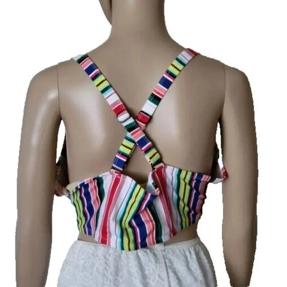 Swim By Cacique Bikini Top Bandeau Underwire Striped Multicolor size 46DDD - Picture 6 of 11